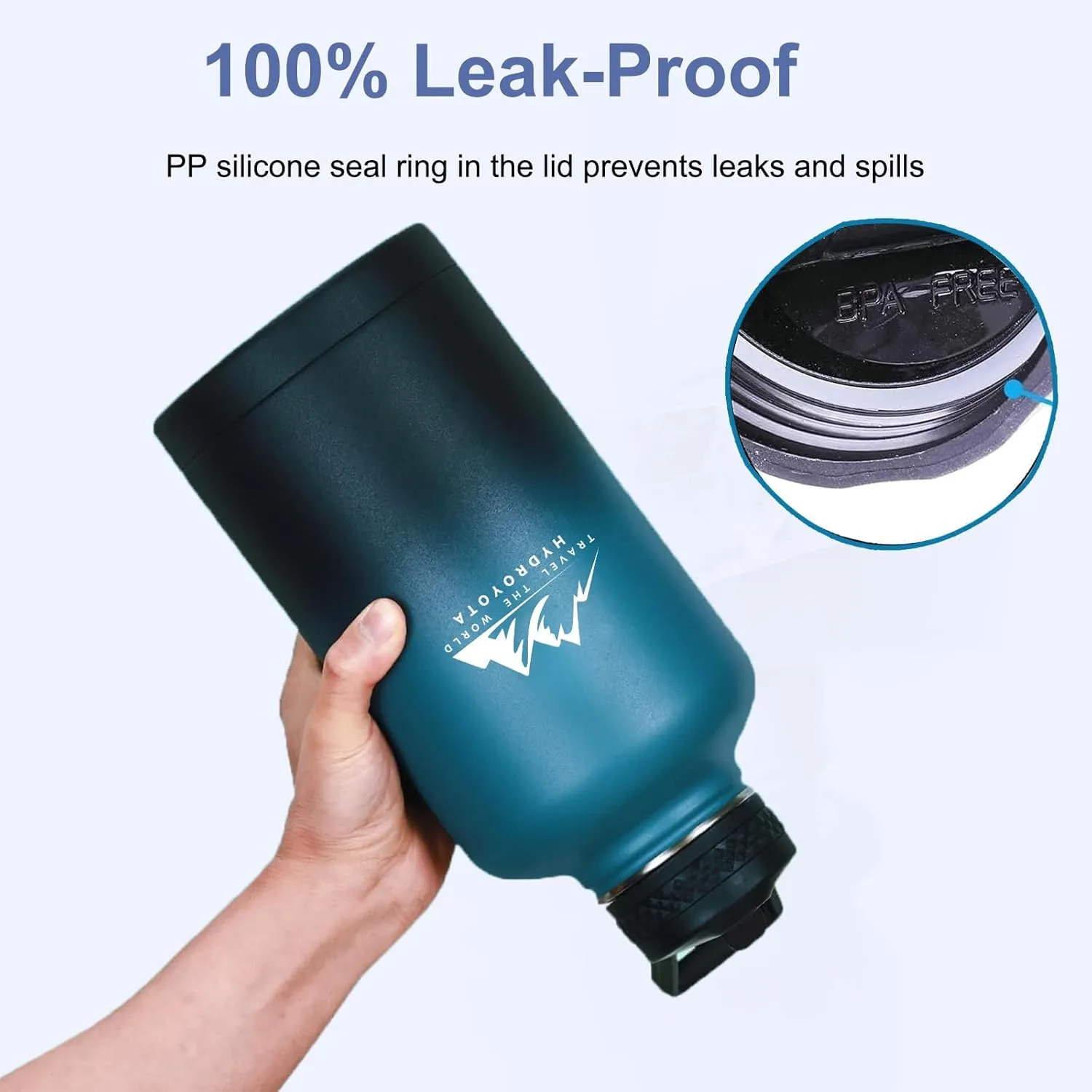 Large 64oz Sports Water Jug with Straw Lid,Half Gallon Stainless Steel Insulated Cold Drink Water Bottles,Wide Mouth Metal Thermal Cup,for Sports、Camping、GYM,Men,Black