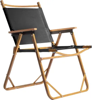 Large Aluminum Frame 600D Khaki Oxford Fabric Loading 100kg Imitation Wood Grain Spray Paint Camping Chair Black