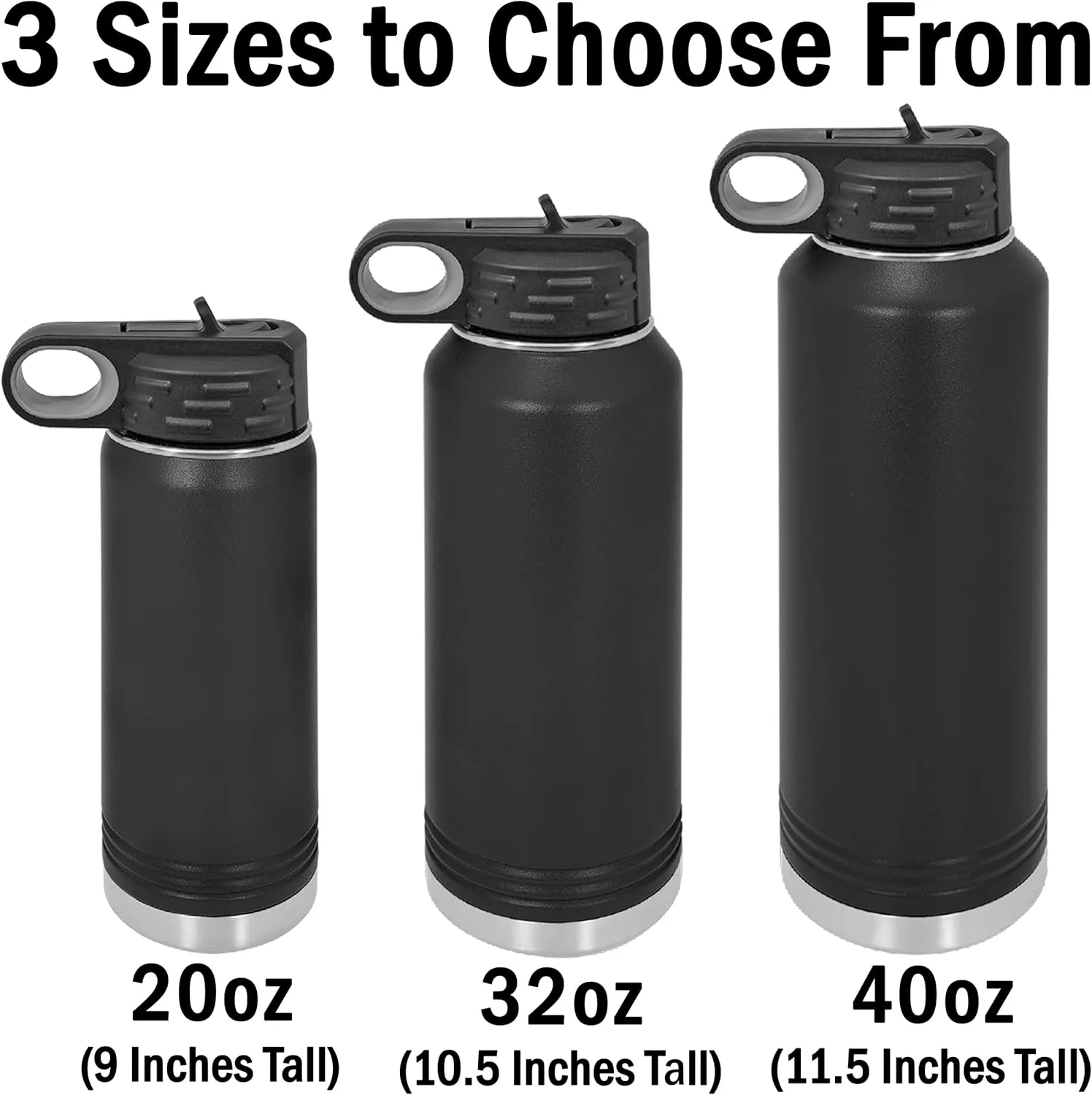 LaserGram Personalized Water Bottle, Tyrannosaurus Rex Dinosaur, Stainless Steel Double Wall Vacuum Insulated with Flip Top Straw, Custom Engraved Gift (40oz / 1180ml Dark Blue)