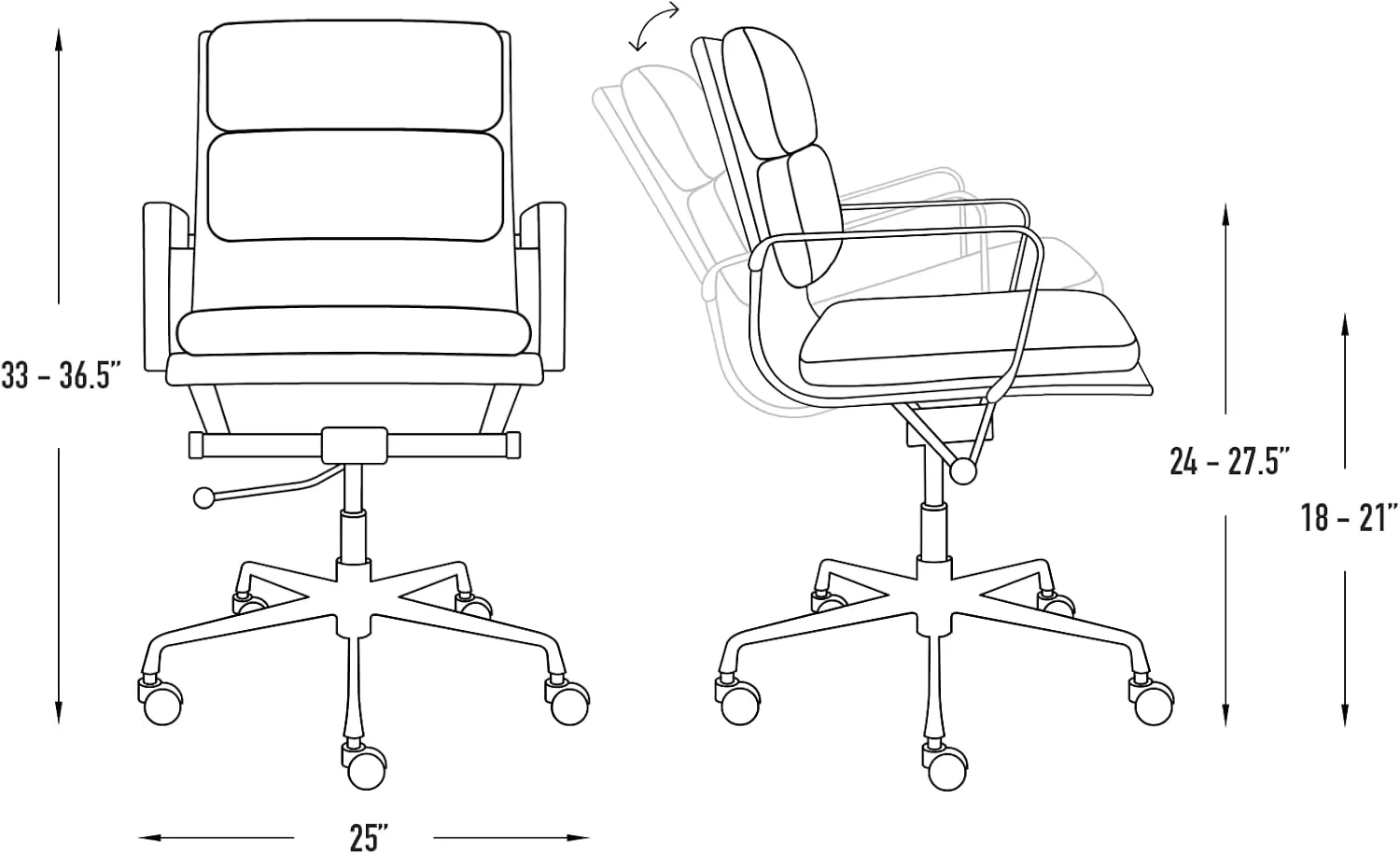 Laura Davidson Furniture SOHO II Padded Management Office Chair - Mid Back Desk Chair with Arm Rest, Swivel & Cushion Availability, Made of Faux Leather, Blue, Computer Chair