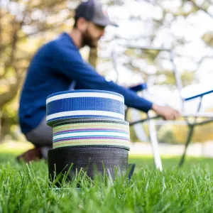Lawn Chair USA Replacement Lawn Chair Webbing - Webbing for Lawn Chairs, Beach and Camping. UV-Resistant Webbing Strap Made with Durable Polypropylene (2 1/4" x 150', Sea Island Blue)