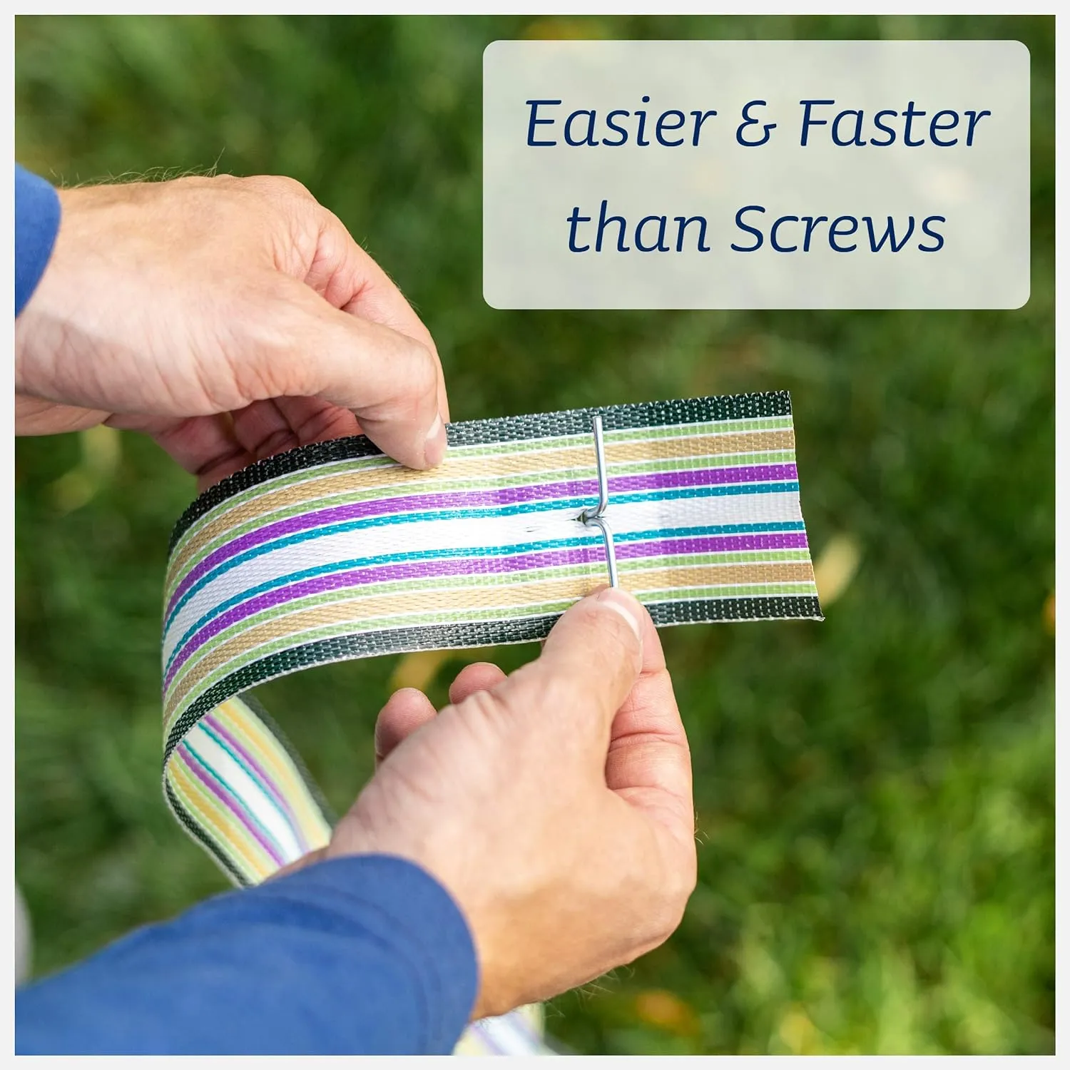 Lawn Chair USA Replacement Lawn Chair Webbing - Webbing for Lawn Chairs, Beach and Camping. UV-Resistant Webbing Strap Made with Durable Polypropylene (2 1/4" x 150', Sea Island Blue)