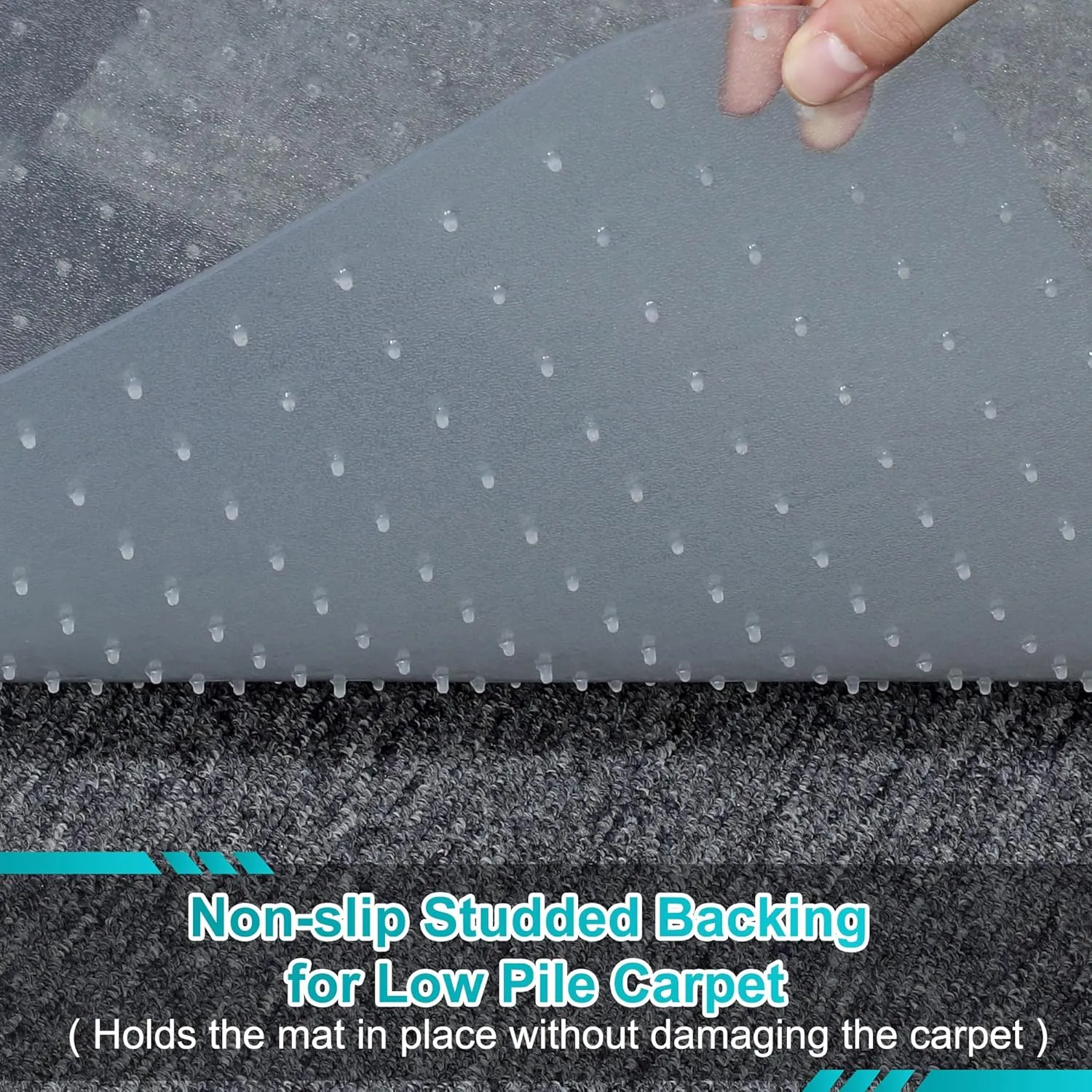 LeapYouth Office Chair Mat for Carpets, Clear Desk Floor Mat for Low, Flat and No Pile Carpeted Floors, Thick and Sturdy Carpet Protector for Desk Chair (48'' X 36'' Rectangle)