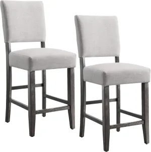 Leick Home 10086BB/HG Upholstered Back Counter Height Stool with Wood Base, Set of 2, for Kitchen Counters and Islands, Blackbean and Gray Wash/Heather Gray
