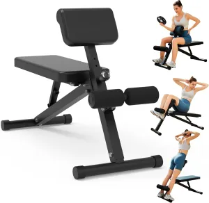 leikefitness Roman Chair Adjustable Weight Bench Foldable Workout Exercise Bench Full Body Strength Training Preacher Curls Bench