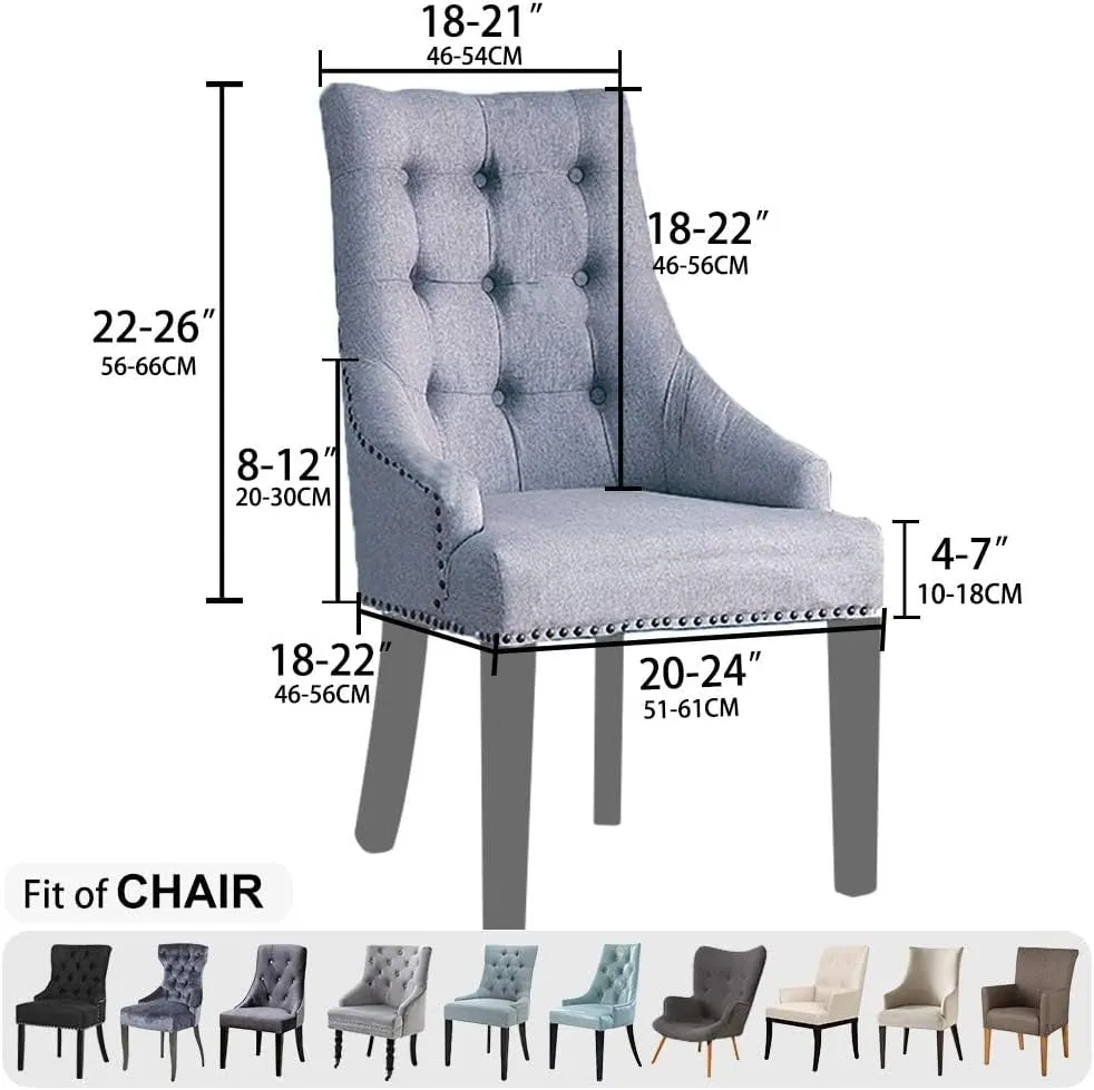 Lellen Velvet Stretch Wingback Chair Cover Slipcover - Reusable Protector Cover for Dining Room Banquet Home Decor etc Machine Washable Hand Washable (Taupe, 4PC)