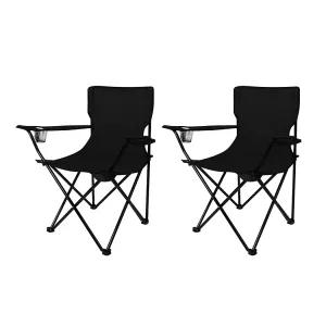 Levede 2Pcs Camping Chairs Folding Arm Black-VIC_Rural