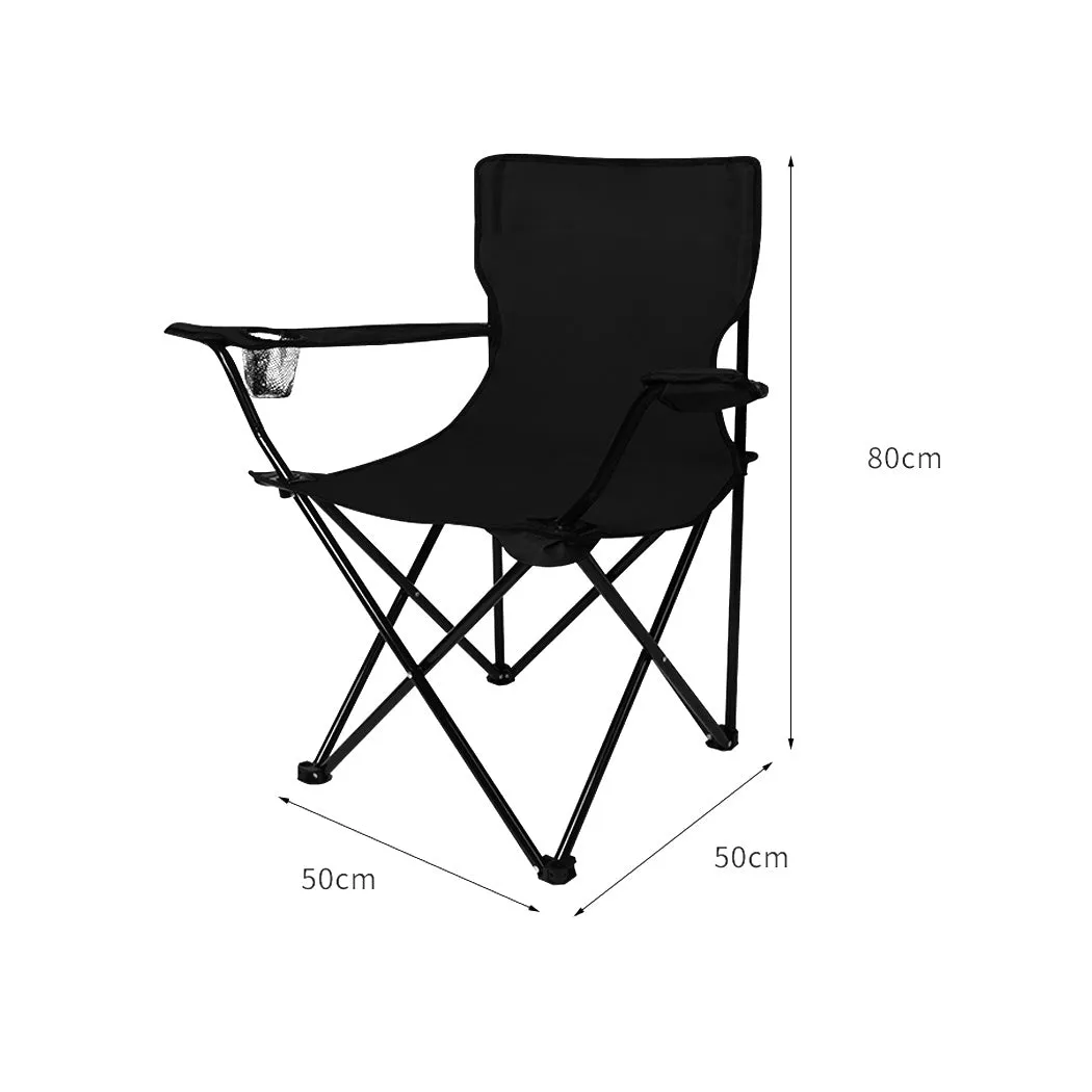 Levede 2Pcs Camping Chairs Folding Arm Black-VIC_Rural