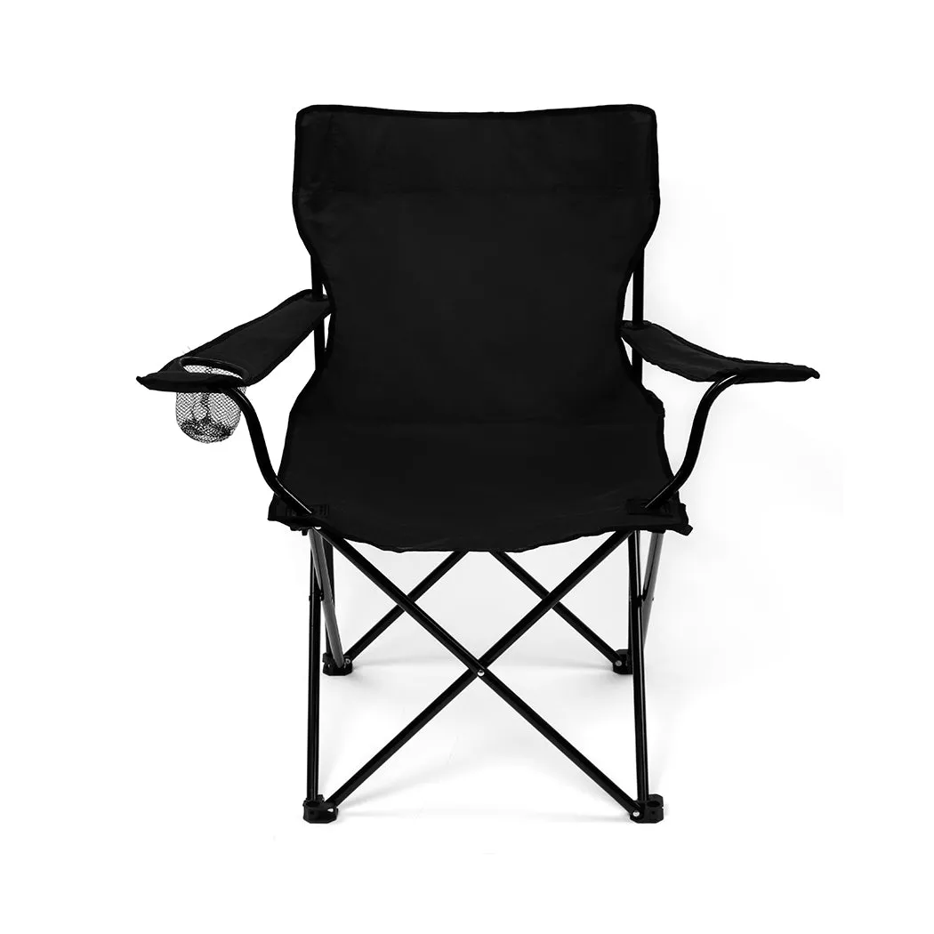 Levede 2Pcs Camping Chairs Folding Arm Black-VIC_Rural