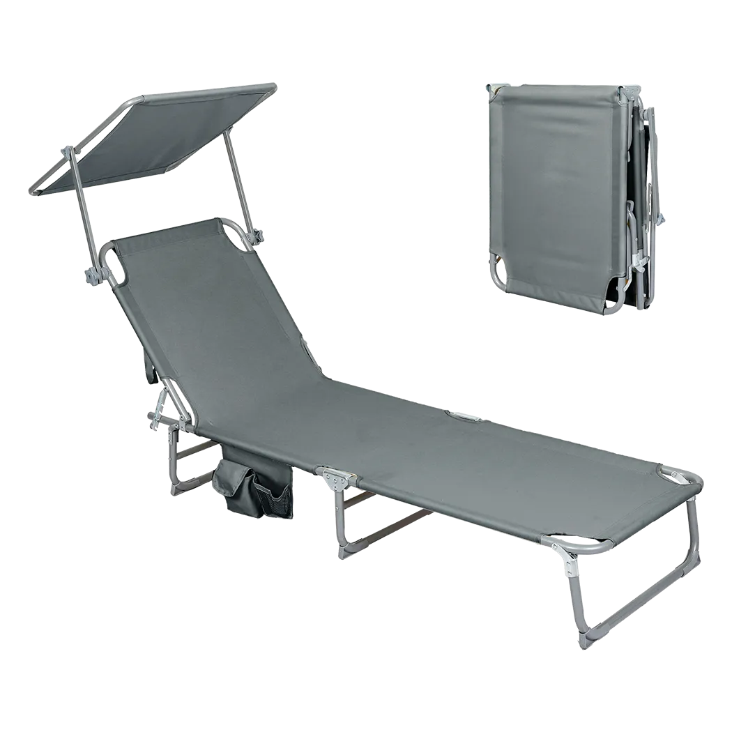Levede Foldable Lounge Chairs with Canopy Grey-WA_Metro