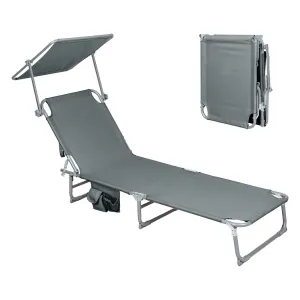 Levede Foldable Lounge Chairs with Canopy Grey-WA_Metro