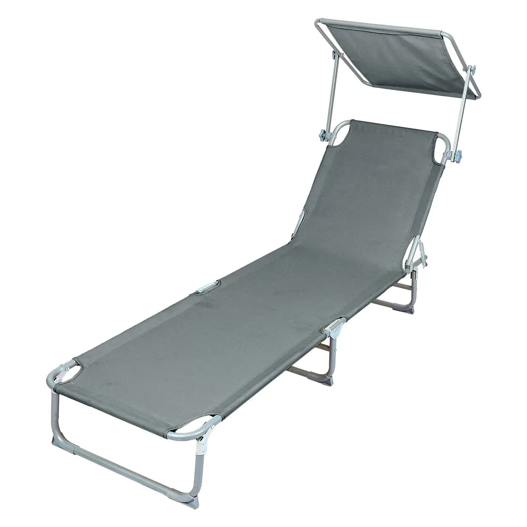 Levede Foldable Lounge Chairs with Canopy Grey-WA_Metro
