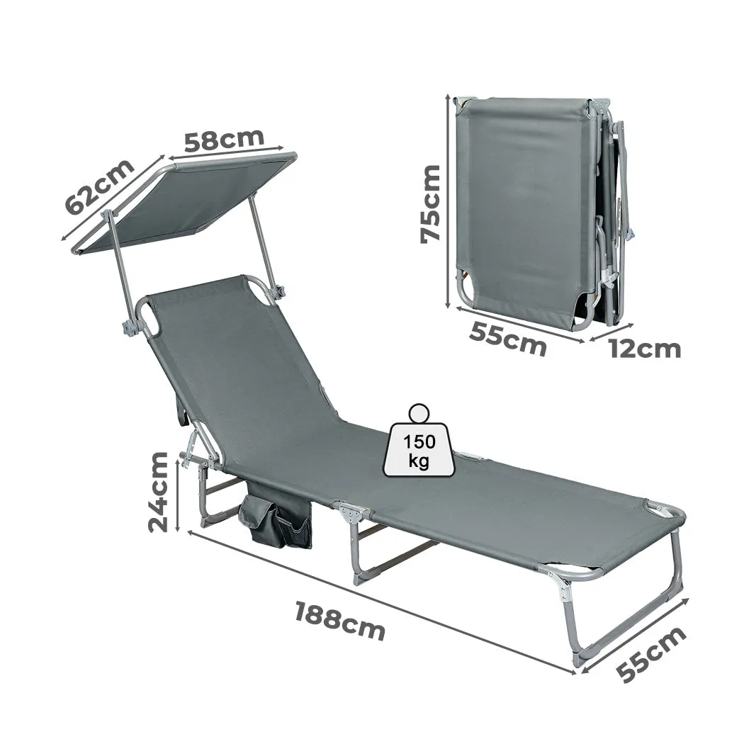 Levede Foldable Lounge Chairs with Canopy Grey-WA_Metro