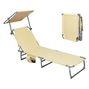 Levede Foldable Lounge Chairs with Canopy Khaki-WA_Metro