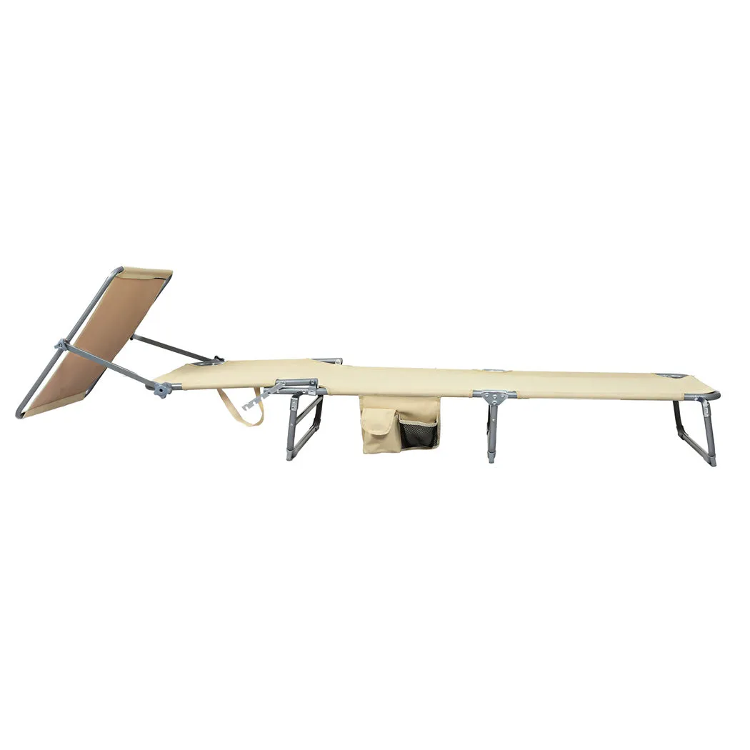 Levede Foldable Lounge Chairs with Canopy Khaki-WA_Metro