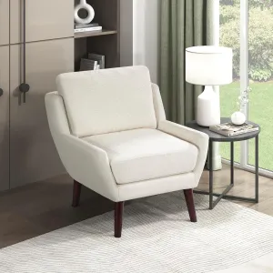 Lexicon Modern Wingback Accent Chair, Chenille Fabric Upholstered Lounge Reading Arm Chair, Solid Wood Legs for Living Room, Bedroom, Supportive Padded Pocket Coil Seat, Easy Assembly, Beige