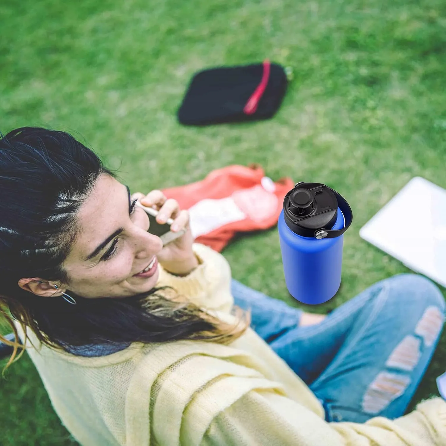Lid for Hydro Flask 32 40 oz Wide Mouth, Replacement Lids Compatible with Hydro Flask Wide Mouth Water Bottle, Top Spout Lid with Handle, Wide Mouth Lid Chug Cap Accessories