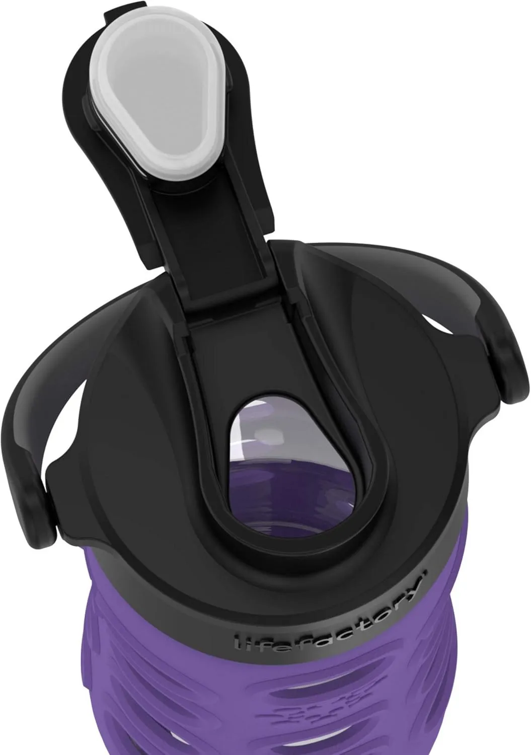 Lifefactory 12-Ounce Glass Water Bottle with Active Flip Cap and Protective Silicone Sleeve, Iris