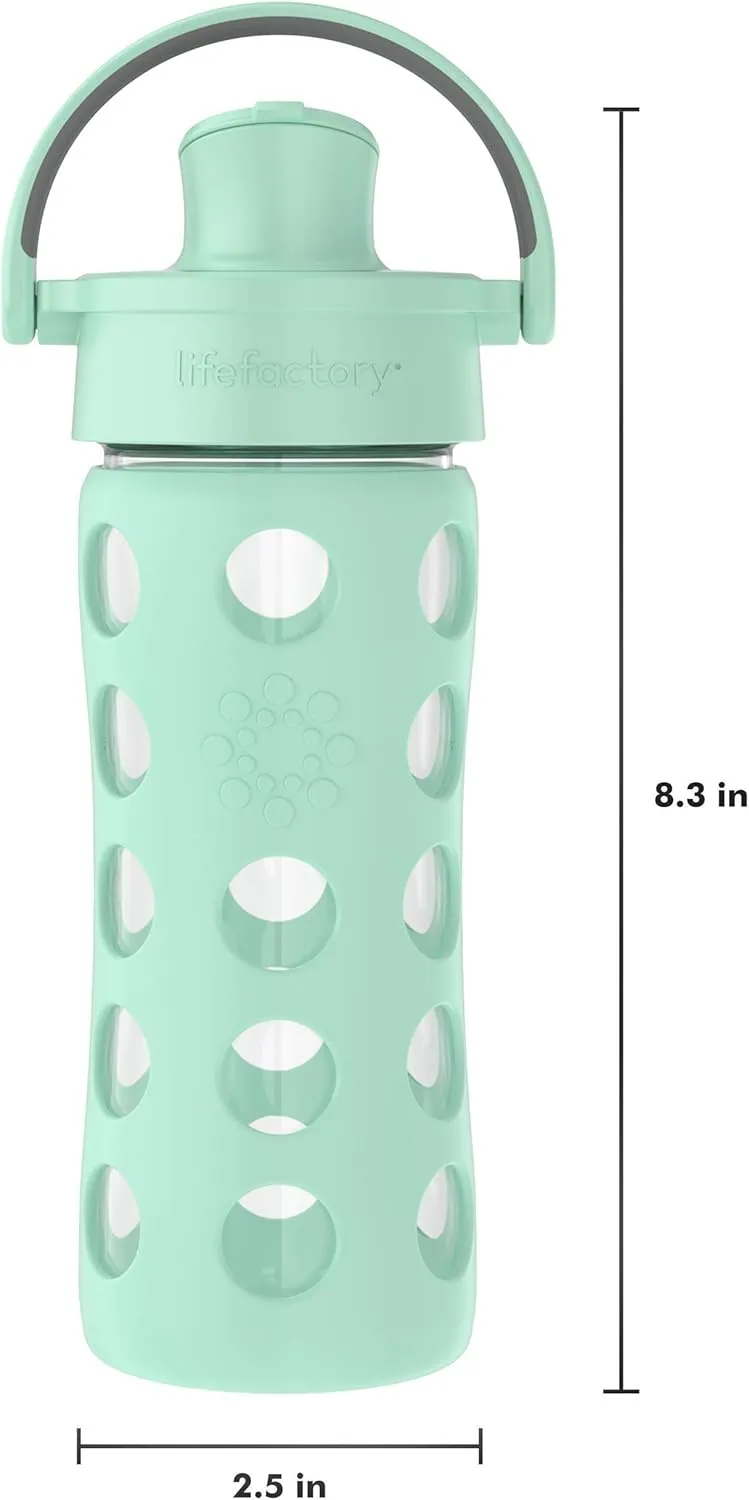 Lifefactory 16-Ounce Glass Water Bottle with Active Flip Cap and Protective Silicone Sleeve, Mint