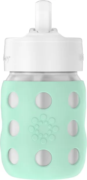 Lifefactory 8-Ounce Stainless-Steel Vacuum-Insulated Wide-Neck Baby Bottle with Straw Cap, Mint, LS2241WMI4