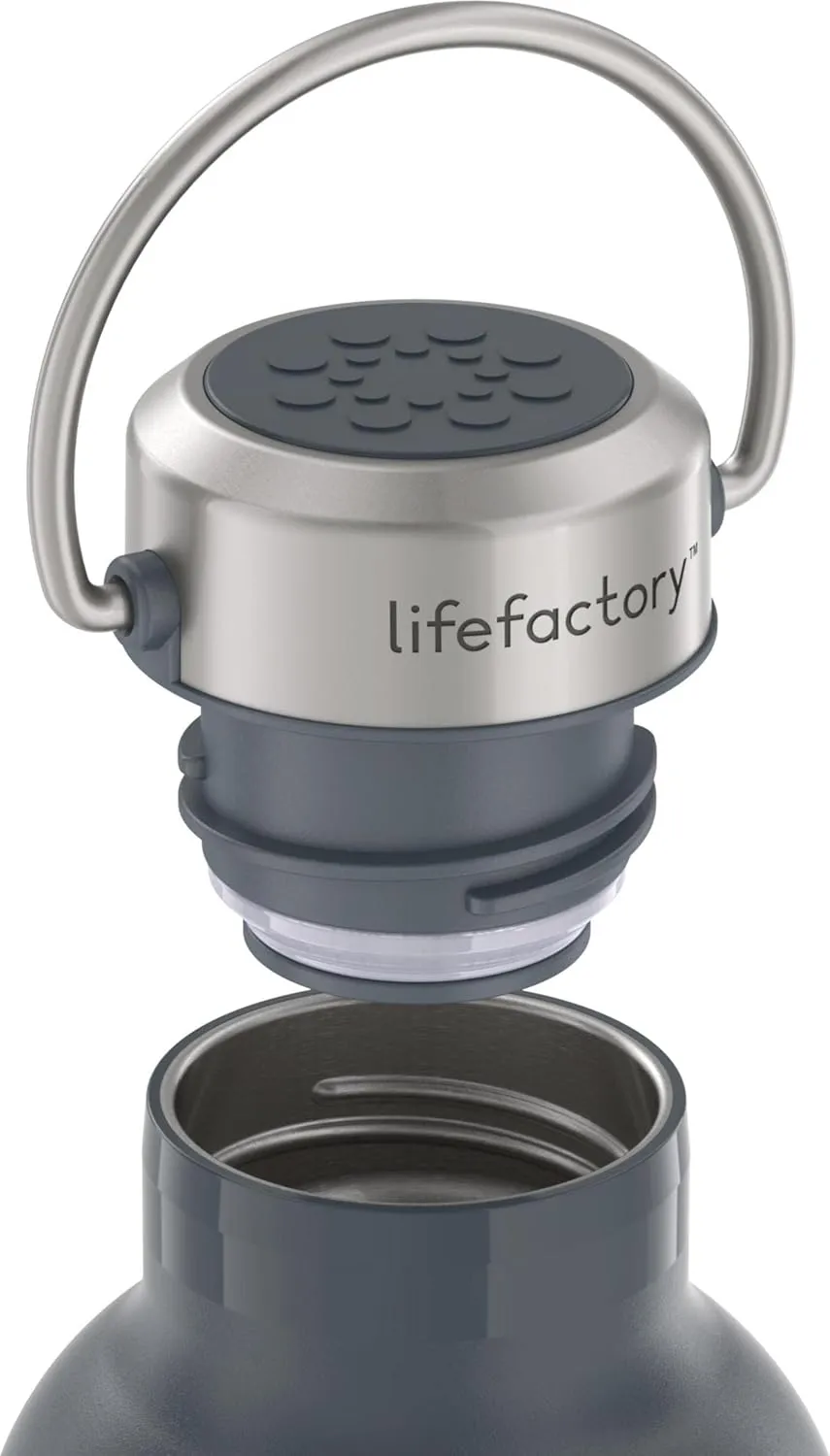 LIfeFactory Stainless Steel Vacuum-Insulated Sport Bottle, 20 Ounce, Carbon