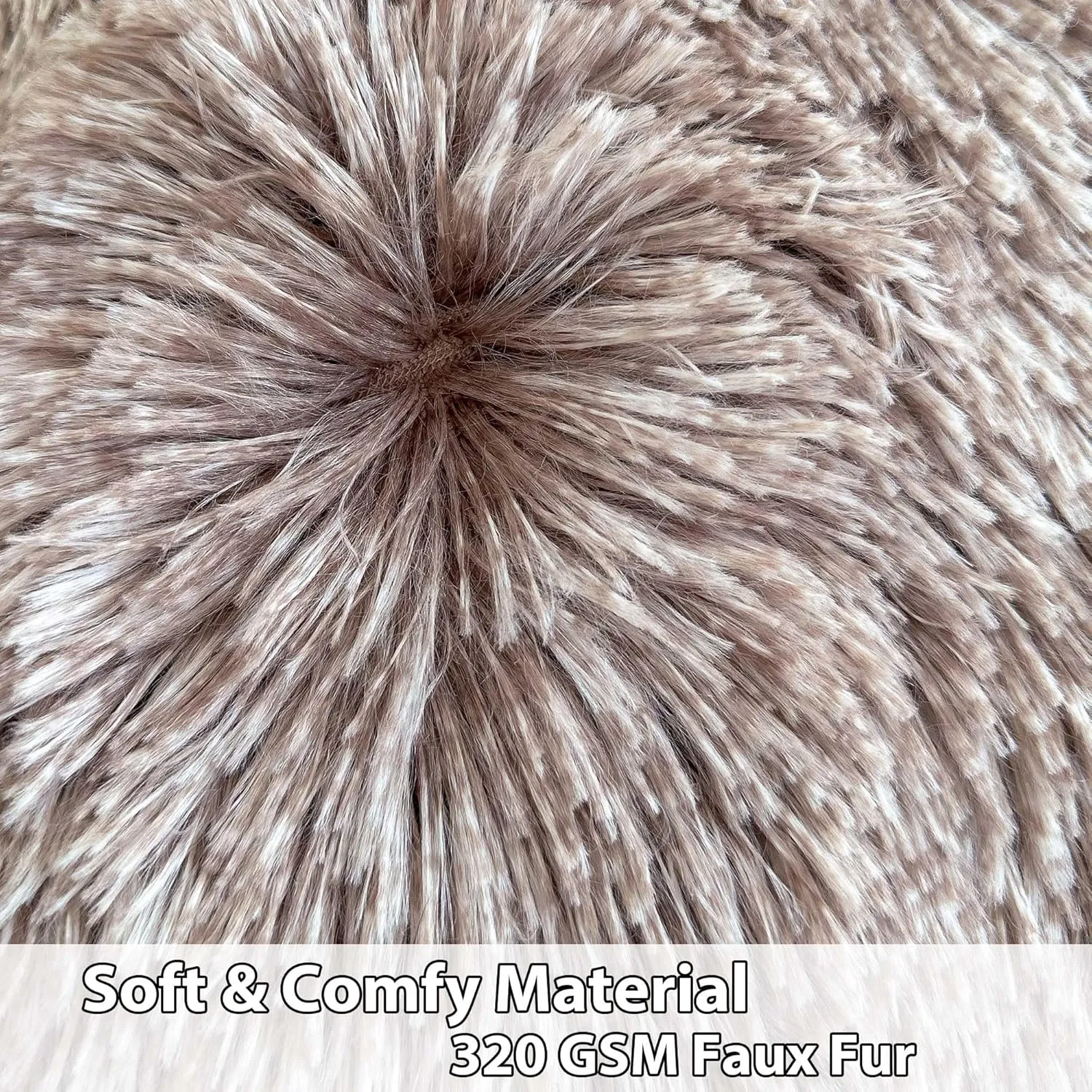 LIFEREVO Faux Fur Stuffed Animal Storage Bean Bag Chair Cover (No Filler), Washable Fluffy Large Bean Bag Cover for Adults Girls, Furry Beanbag Cover for Textile Plush Toys Memory Foam (Ombre Khaki)