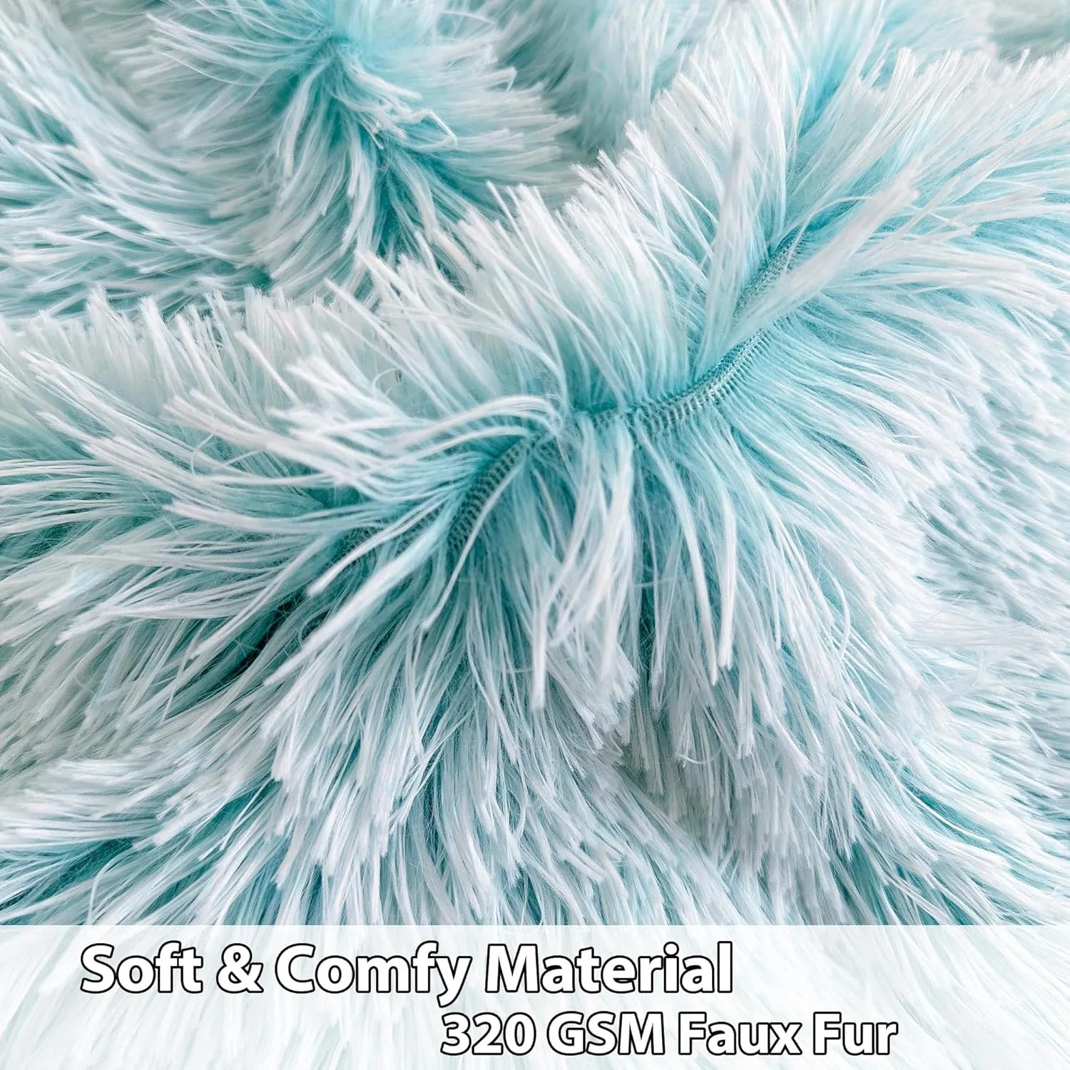 LIFEREVO Fluffy Bean Bag Chair Cover (No Filler), Soft Faux Fur Stuffed Animal Bean Bag Storage Cover for Adults Kids Teens, Furry Comfy Stuffy Beanbag for Plush Toys or Textile (Aqua Ombre)