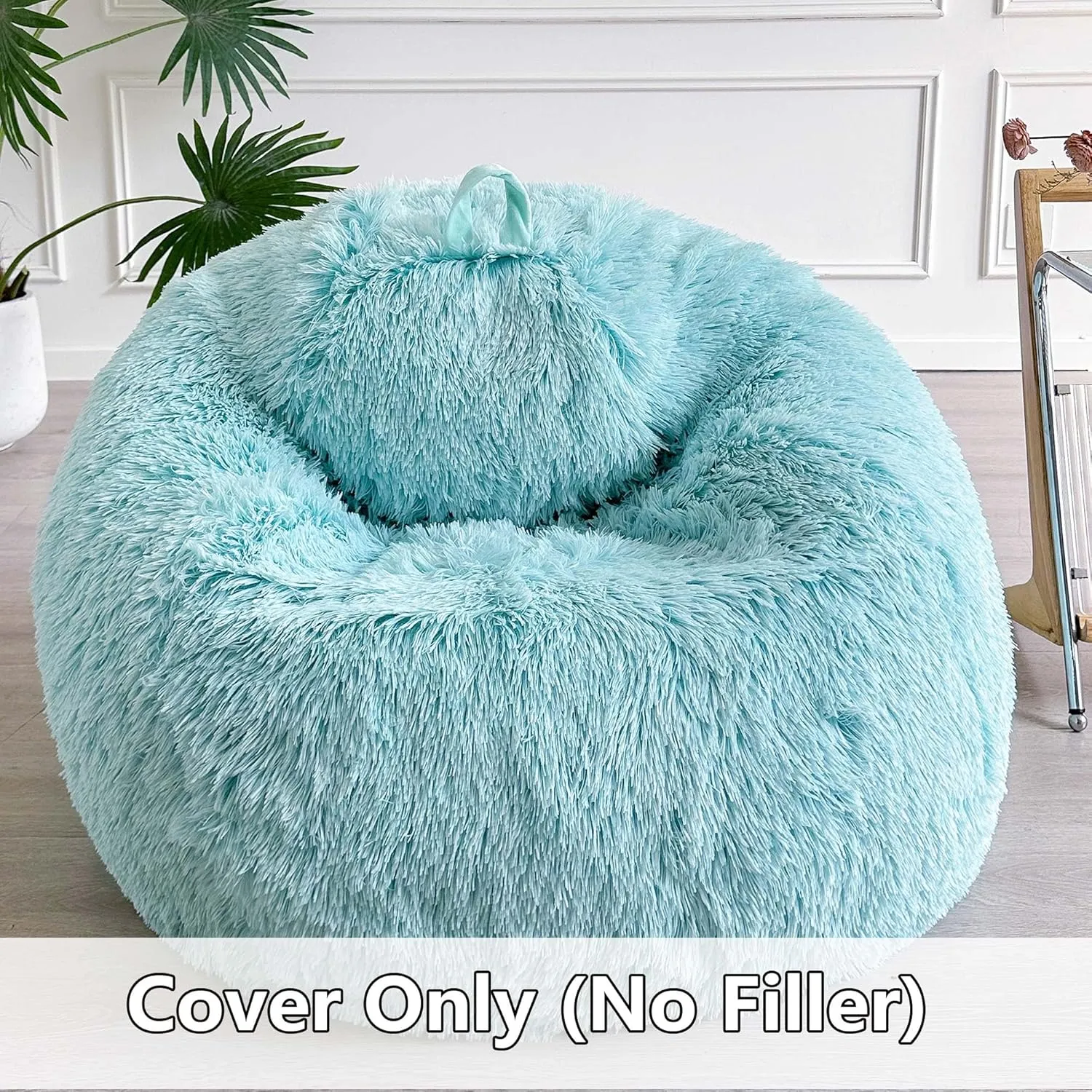LIFEREVO Fluffy Bean Bag Chair Cover (No Filler), Soft Faux Fur Stuffed Animal Bean Bag Storage Cover for Adults Kids Teens, Furry Comfy Stuffy Beanbag for Plush Toys or Textile (Aqua Ombre)
