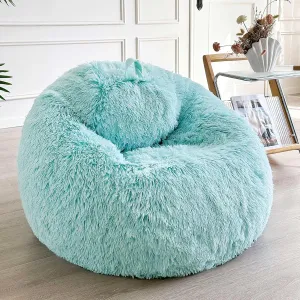 LIFEREVO Fluffy Bean Bag Chair Cover (No Filler), Soft Faux Fur Stuffed Animal Bean Bag Storage Cover for Adults Kids Teens, Furry Comfy Stuffy Beanbag for Plush Toys or Textile (Aqua Ombre)