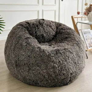 LIFEREVO Fluffy Bean Bag Chair Cover (No Filler), Soft Faux Fur Stuffed Animal Bean Bag Storage for Adults Teens, Furry Comfy Beanbag Cover for Plush Toys or Textile Anti-Slip (Ombre Dark Grey)