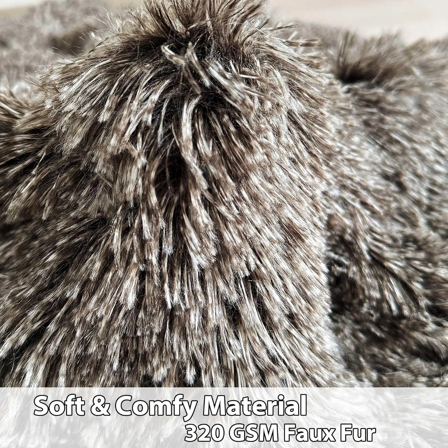 LIFEREVO Fluffy Bean Bag Chair Cover (No Filler), Soft Faux Fur Stuffed Animal Bean Bag Storage for Adults Teens, Furry Comfy Beanbag Cover for Plush Toys or Textile Anti-Slip (Ombre Dark Grey)