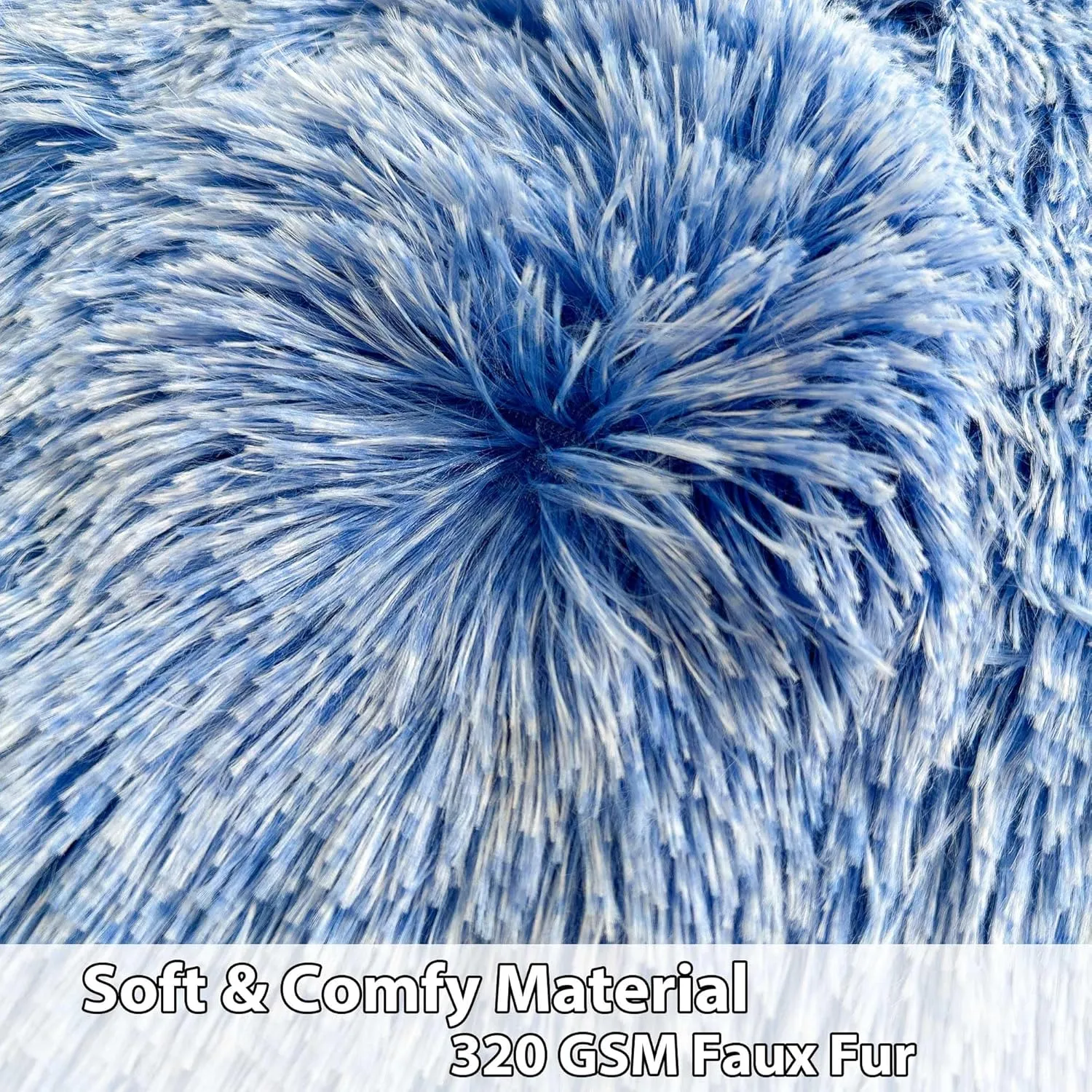 LIFEREVO Fluffy Faux Fur Bean Bag Chair Cover Blue (No Filler), Ultra-Soft Stuffed Animal Storage Bean Bag Kids Adults, Premium Anti-Slip Furry Beanbag Cover for Plush Toys Memory Foam (Ombre Blue)