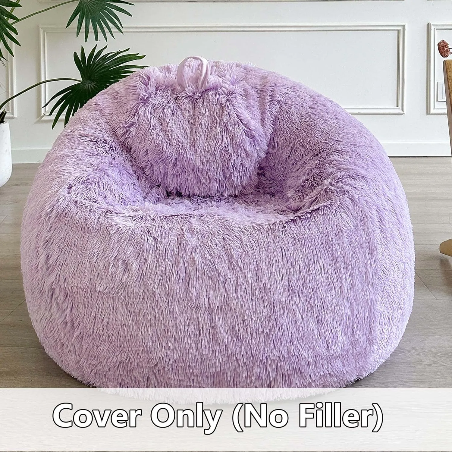 LIFEREVO Fluffy Faux Fur Bean Bag Chair Cover (No Filler), Ultra-Soft Light Purple Stuffed Animal Storage Bean Bag Cover, Anti-Slip Fuzzy Gaming Bean Bag Cover for for Kids Adults (Ombre Lavender)