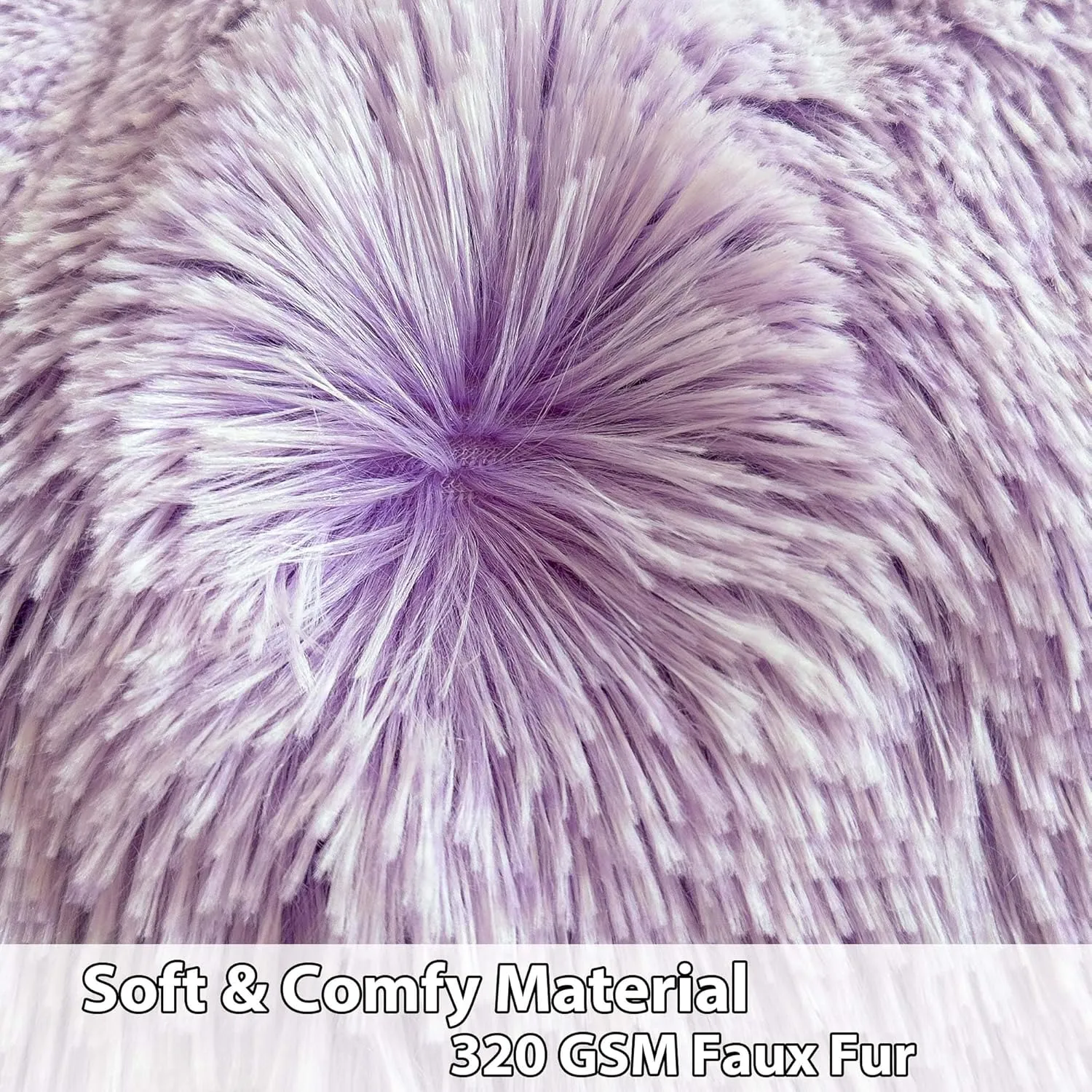 LIFEREVO Fluffy Faux Fur Bean Bag Chair Cover (No Filler), Ultra-Soft Light Purple Stuffed Animal Storage Bean Bag Cover, Anti-Slip Fuzzy Gaming Bean Bag Cover for for Kids Adults (Ombre Lavender)