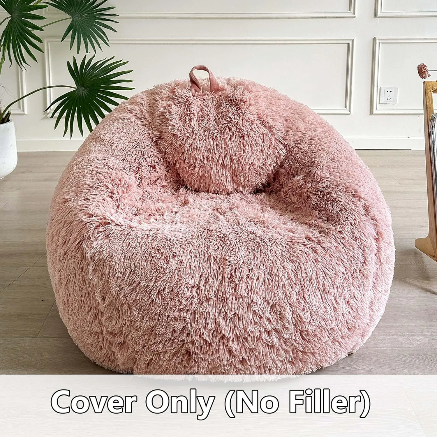 LIFEREVO Fluffy Faux Fur Bean Bag Chair Cover (No Filler), Ultra-Soft Stuffed Animal Storage Bean Bag Cover for Kids Adults, Premium Furry Bean Bag Cover for Organizing Plush Toys (Ombre Old Pink)