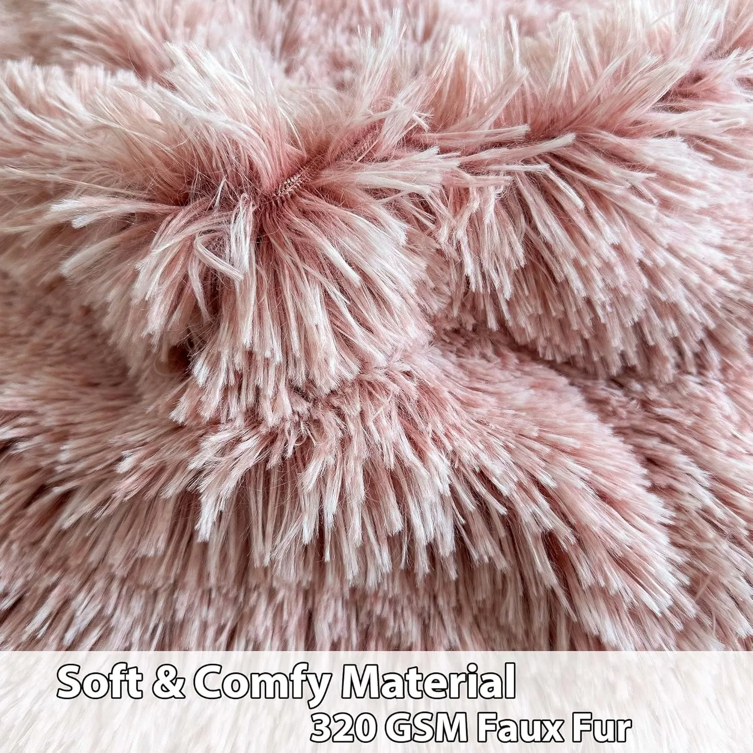 LIFEREVO Fluffy Faux Fur Bean Bag Chair Cover (No Filler), Ultra-Soft Stuffed Animal Storage Bean Bag Cover for Kids Adults, Premium Furry Bean Bag Cover for Organizing Plush Toys (Ombre Old Pink)