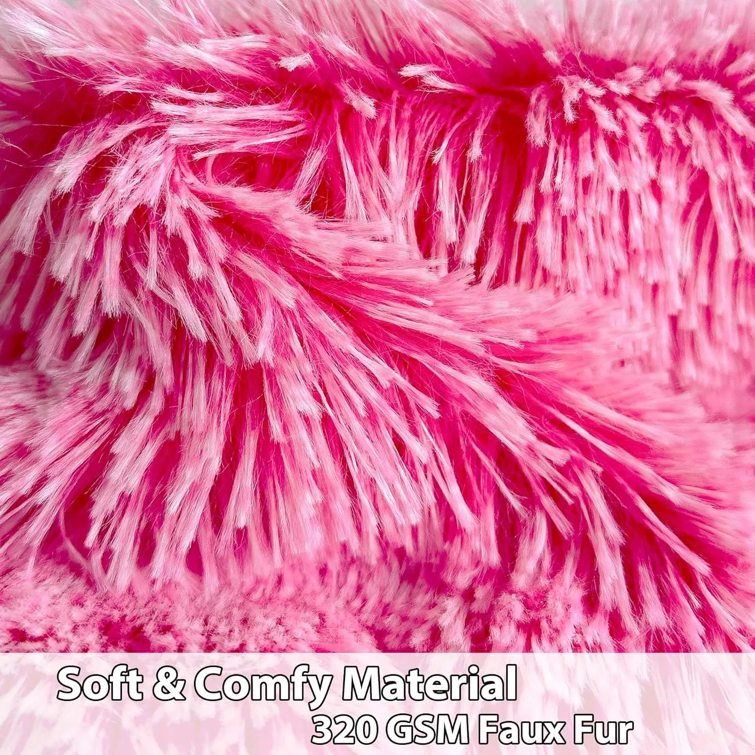 LIFEREVO Fluffy Faux Fur Bean Bag Chair Cover (No Filler), Ultra-Soft Stuffed Animal Storage Bean Bag Cover for Kids Girls, Premium Furry Beanbag Cover for Organizing or Plush Toys (Ombre Hot Pink)