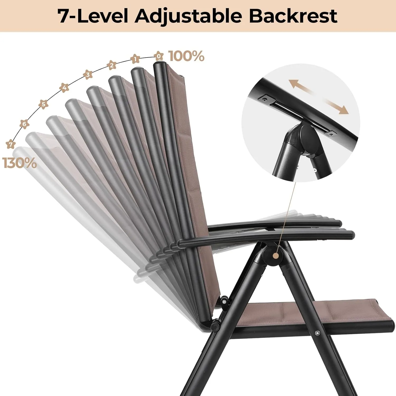 LIFERUN Folding Patio Chairs Set of 2, Outdoor Dinning Chairs with Anti-Rust Aluminum Frame and Foam-Padded Textilene Fabric, Weatherproof, No-Assembly, Portable Chairs for Garden, Yard & Balcony