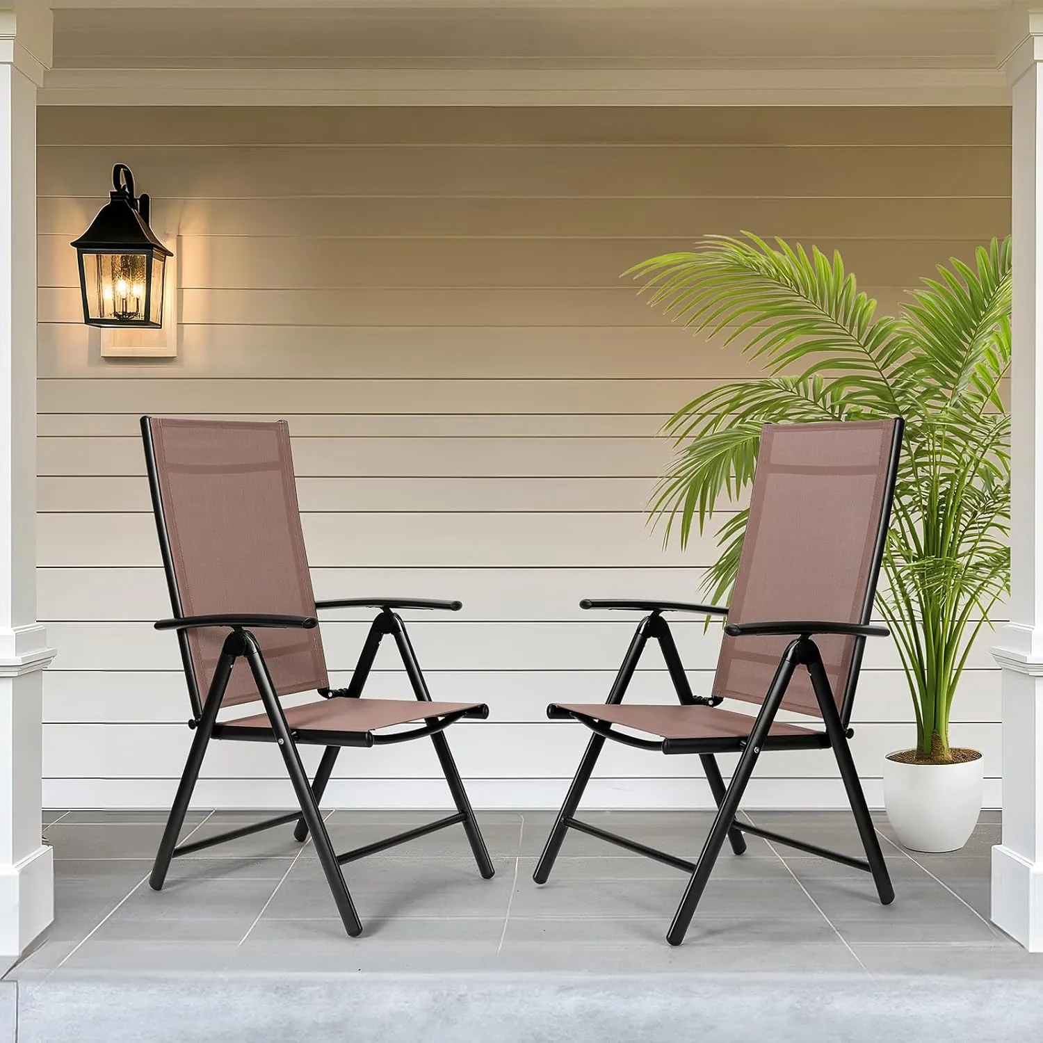 LIFERUN Folding Patio Chairs Set of 4, Outdoor Dining Chairs with Anti-Rust Aluminum Frame and Breathable Textilene Fabric, Weatherproof, No-Assembly, Portable Chairs for Balcony, Yard & Garden