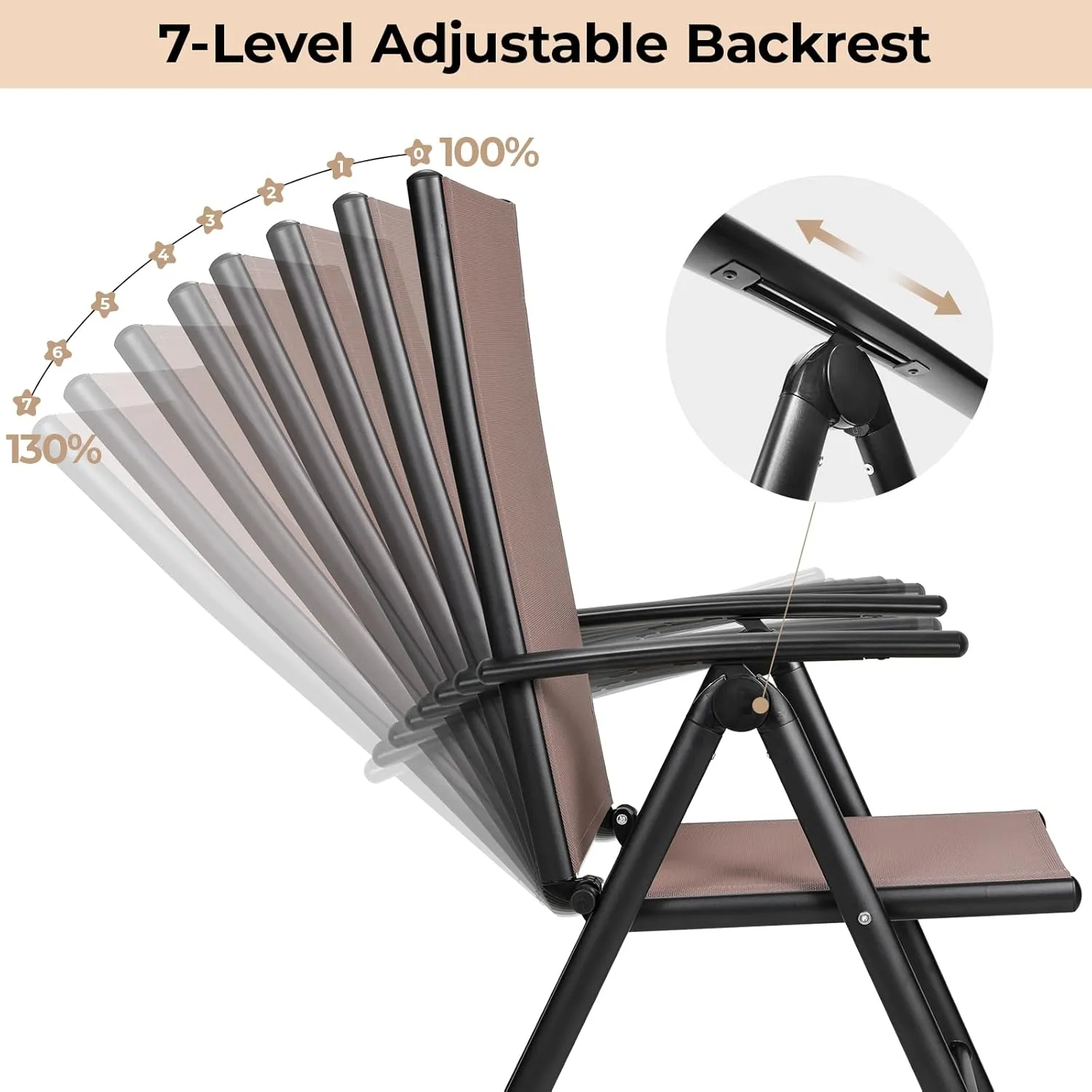 LIFERUN Folding Patio Chairs Set of 4, Outdoor Dining Chairs with Anti-Rust Aluminum Frame and Breathable Textilene Fabric, Weatherproof, No-Assembly, Portable Chairs for Balcony, Yard & Garden