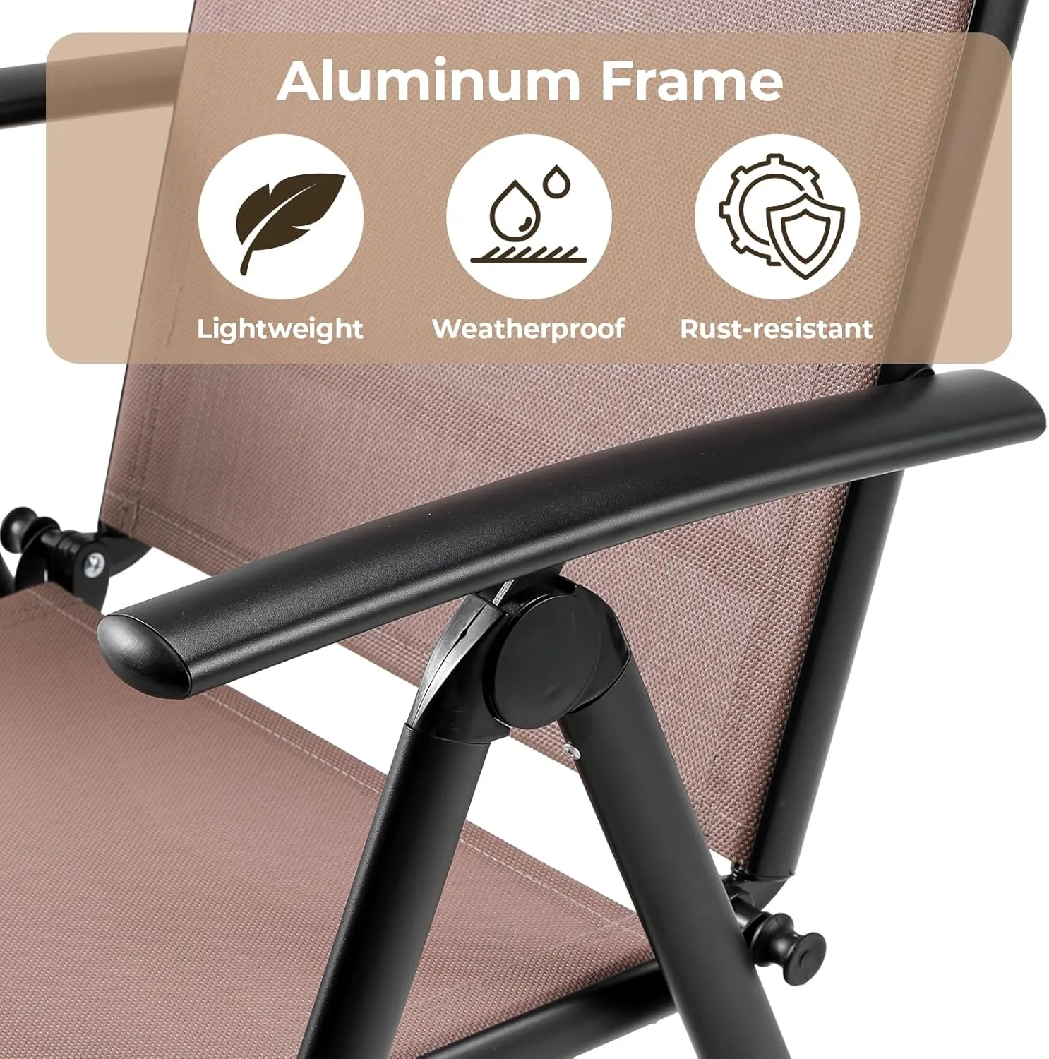 LIFERUN Folding Patio Chairs Set of 4, Outdoor Dining Chairs with Anti-Rust Aluminum Frame and Breathable Textilene Fabric, Weatherproof, No-Assembly, Portable Chairs for Balcony, Yard & Garden