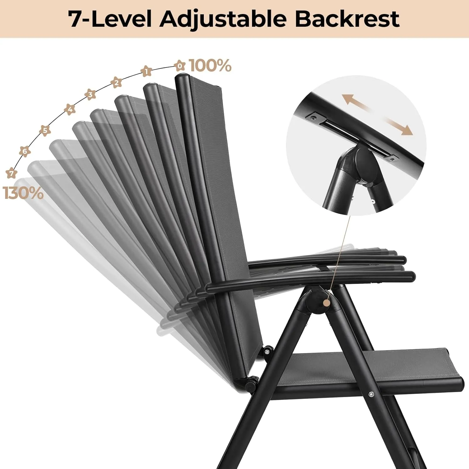 LIFERUN Folding Patio Chairs Set of 4, Outdoor Dining Chairs with Anti-Rust Aluminum Frame and Breathable Textilene Fabric, Weatherproof, No-Assembly, Portable Chairs for Garden, Yard & Balcony