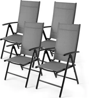 LIFERUN Folding Patio Chairs Set of 4, Outdoor Dining Chairs with Anti-Rust Aluminum Frame and Breathable Textilene Fabric, Weatherproof, No-Assembly, Portable Chairs for Garden, Yard & Balcony