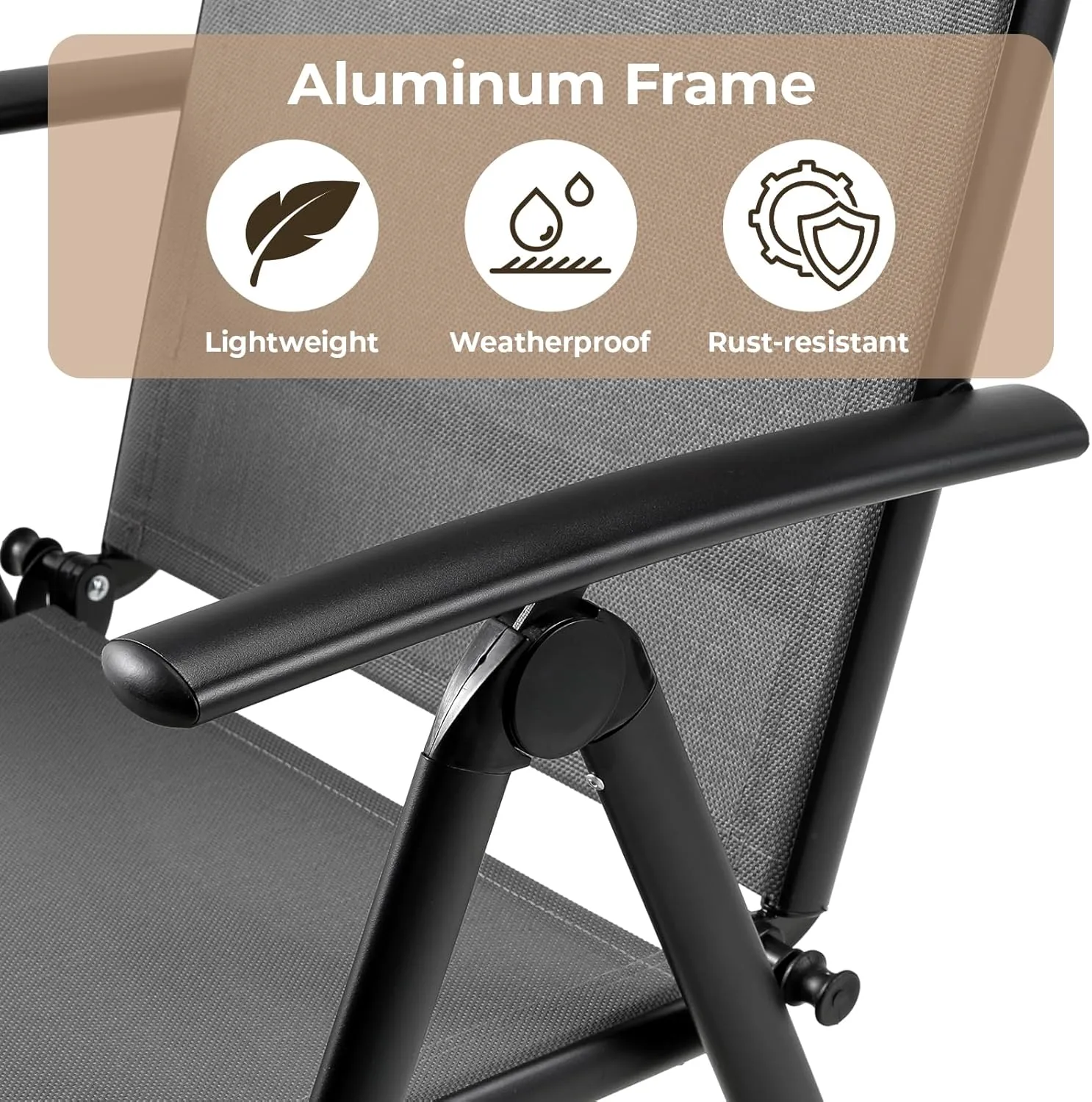 LIFERUN Folding Patio Chairs Set of 4, Outdoor Dining Chairs with Anti-Rust Aluminum Frame and Breathable Textilene Fabric, Weatherproof, No-Assembly, Portable Chairs for Garden, Yard & Balcony