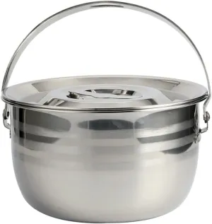 LIFKOME Stainless Steel Camping Pot with Lid Lifter Handle Camp Cookware Pot Portable Hanging Cooking Pot for Camping Cooking, BBQ, Basting, or Baking 2.5/4 Quart