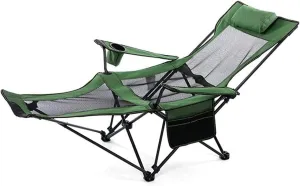 Light Weight Outdoor Foldable Lounge Chair with Mesh Cup Holders Breathable Comfortable Sturdy for Camping Hiking Garden