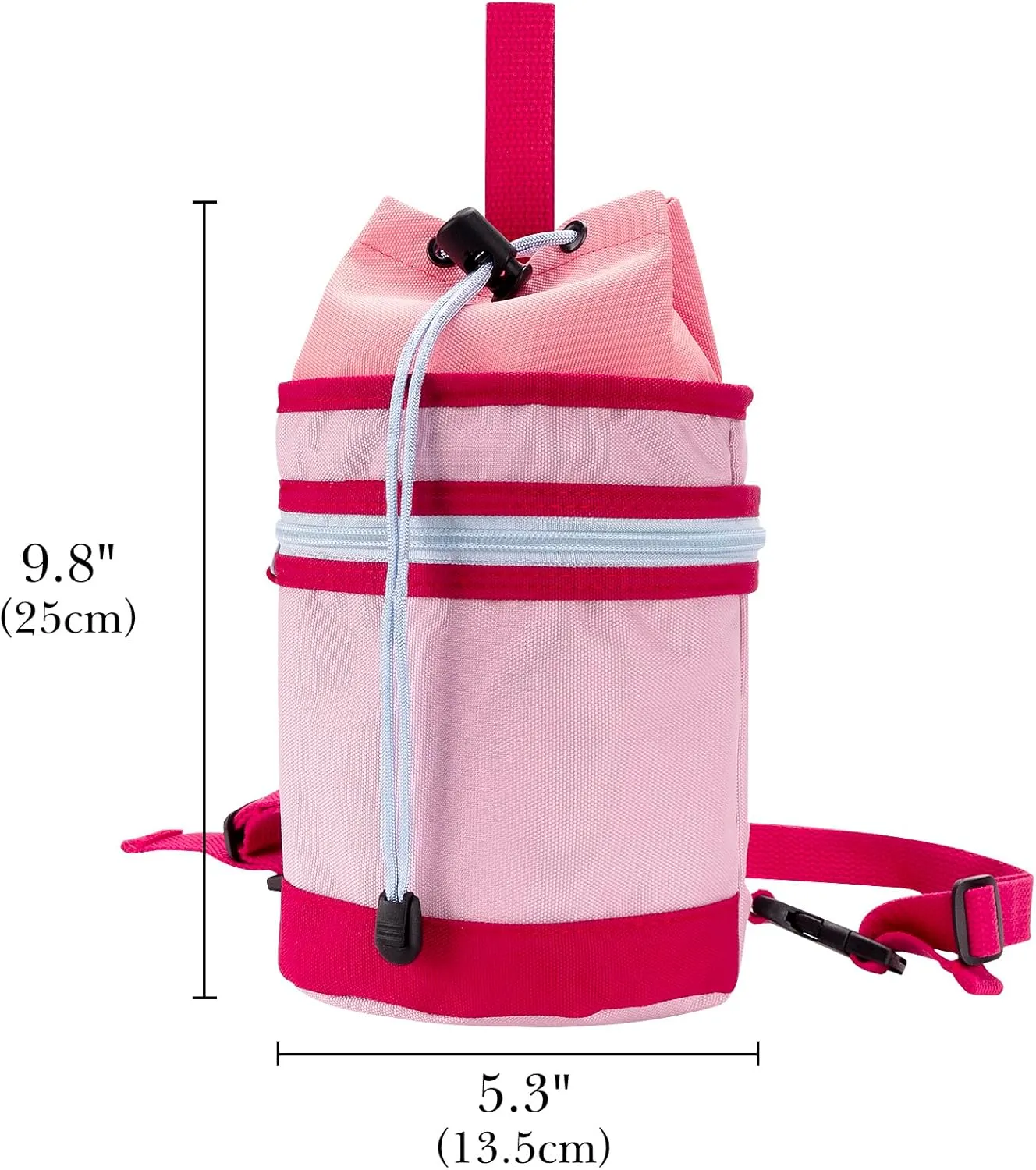 Linkidea Half Gallon Water Bottle Carrier with Strap Compatible with 64oz YETI Rambler Bottle, Hydro Flask, Waterbottle Backpack Sling Bag Holder, Shoulder Strap with Phone Pocket, Pink