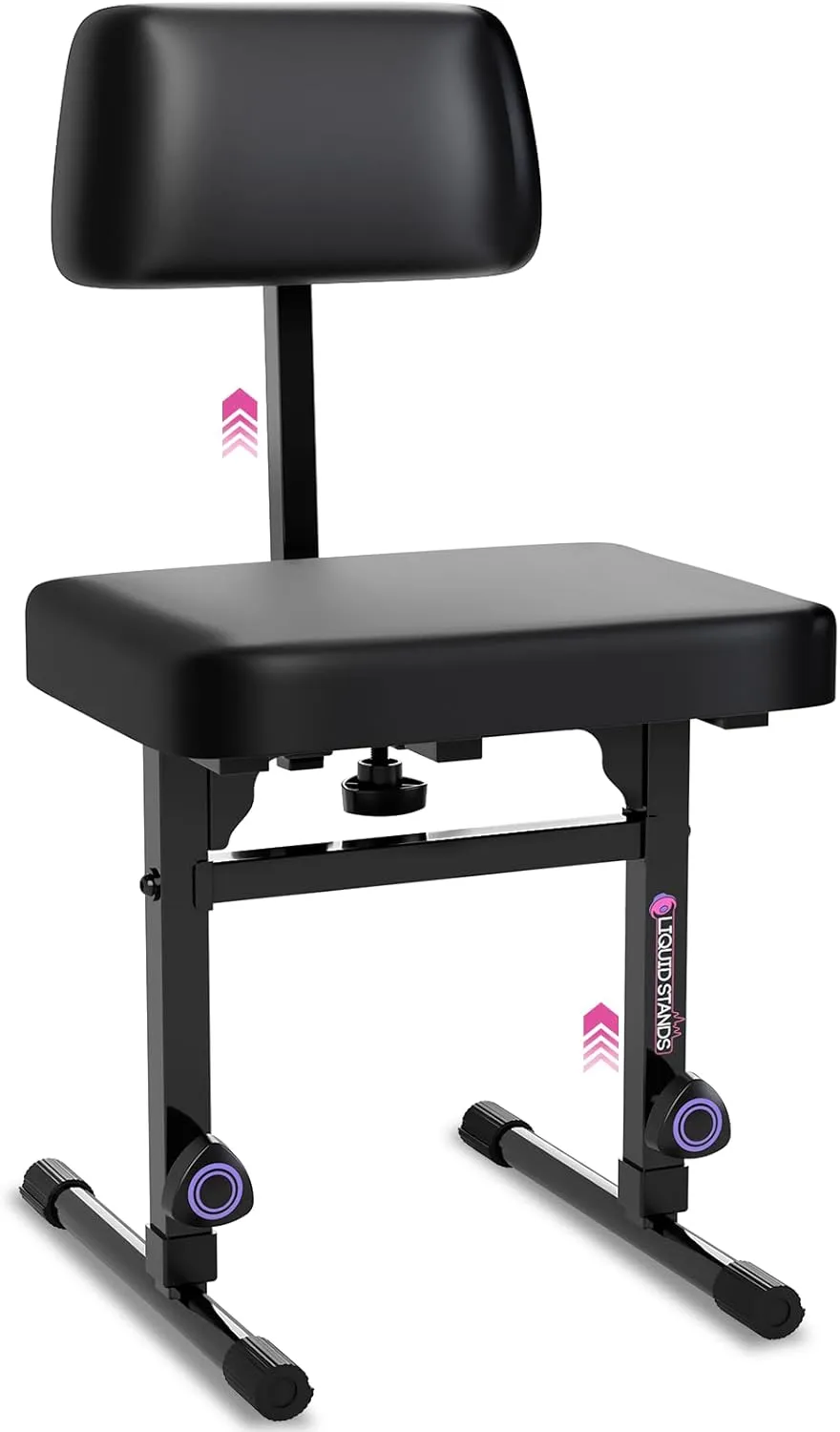 Liquid Stands Piano Bench Adjustable Stool – Music Keyboard Bench with Backrest Seat for Piano Keyboard Stand with Black Padded Cushion for Musicians Piano Stool Chair