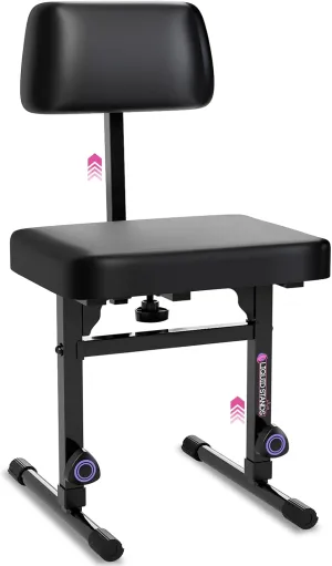 Liquid Stands Piano Bench Adjustable Stool – Music Keyboard Bench with Backrest Seat for Piano Keyboard Stand with Black Padded Cushion for Musicians Piano Stool Chair