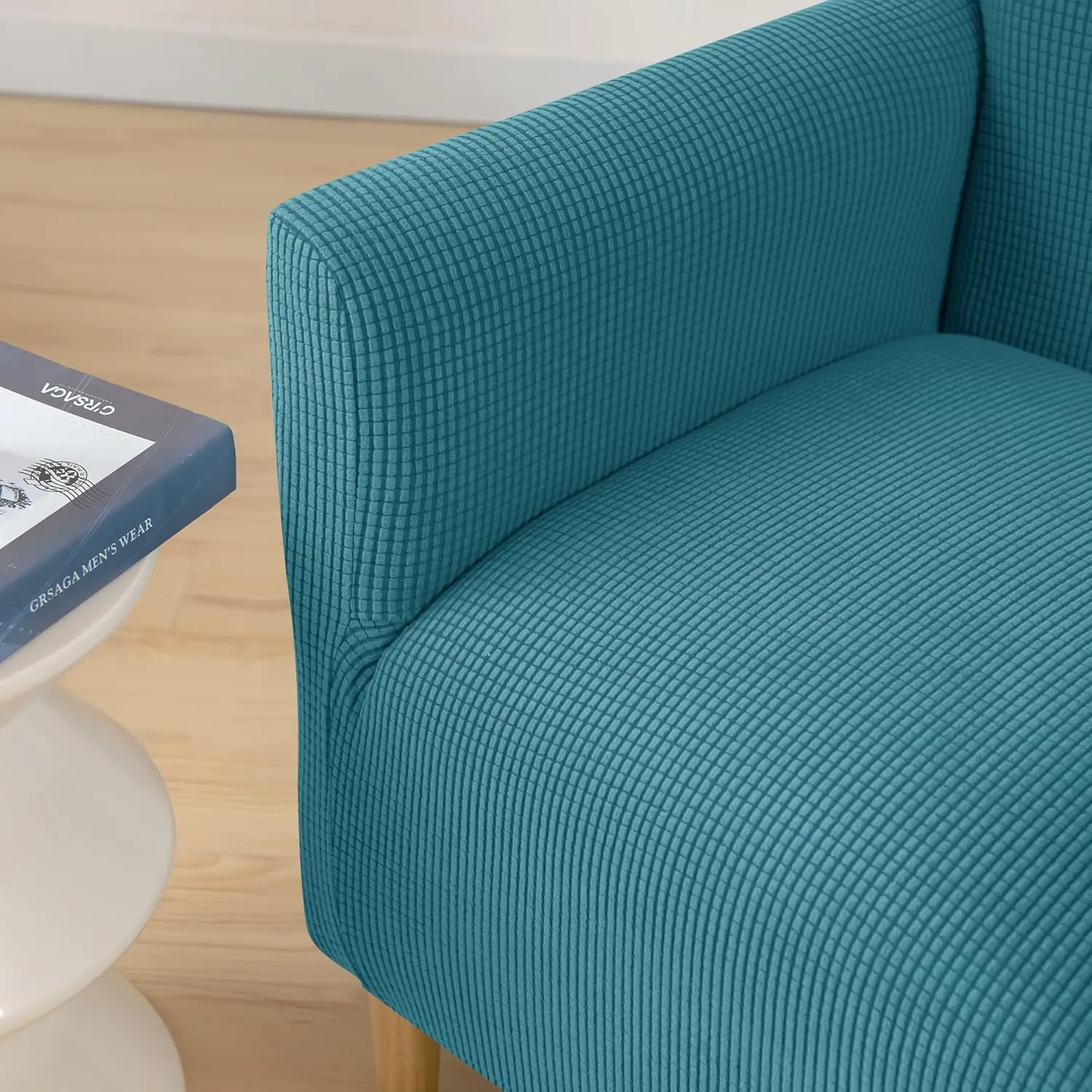 LiveGo Stretch Mid Century Modern Armchair Slipcover 1-Piece Jacquard Accent Chair Covers with Arms Soft Waterproof Chair Slipcovers for Living Room Furniture Protector Office Reception Reading